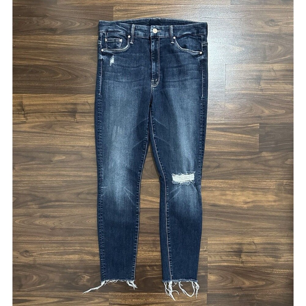Mother Jeans Womens Sz 30 High Waisted Looker Ankle Fray Close To The Edge Denim